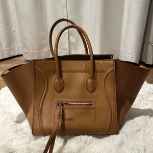 Celine Tan Luggage Leather Tote Bag